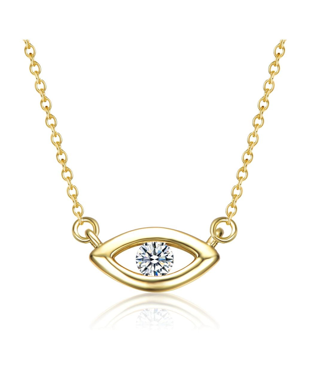 Genevive Jewelry Metallic Rachel Glauber Plated With Cubic Zirconia Evil Eye Pendant Necklace