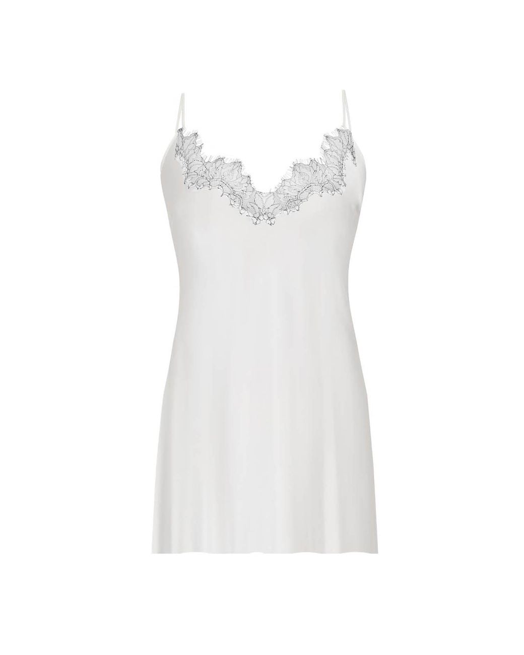 Avenue 8 White Lace Detailed Silk Mini With V-Neck