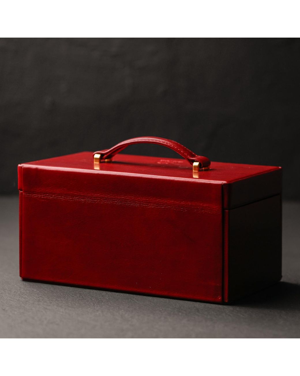 Time Resistance Red Leather Jewelry Box For