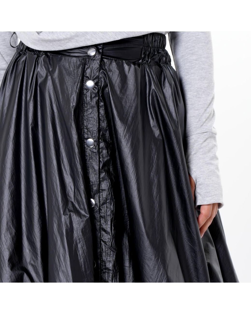 Metamorph Black Voluminous Maxi Skirt With Adjustable Hem