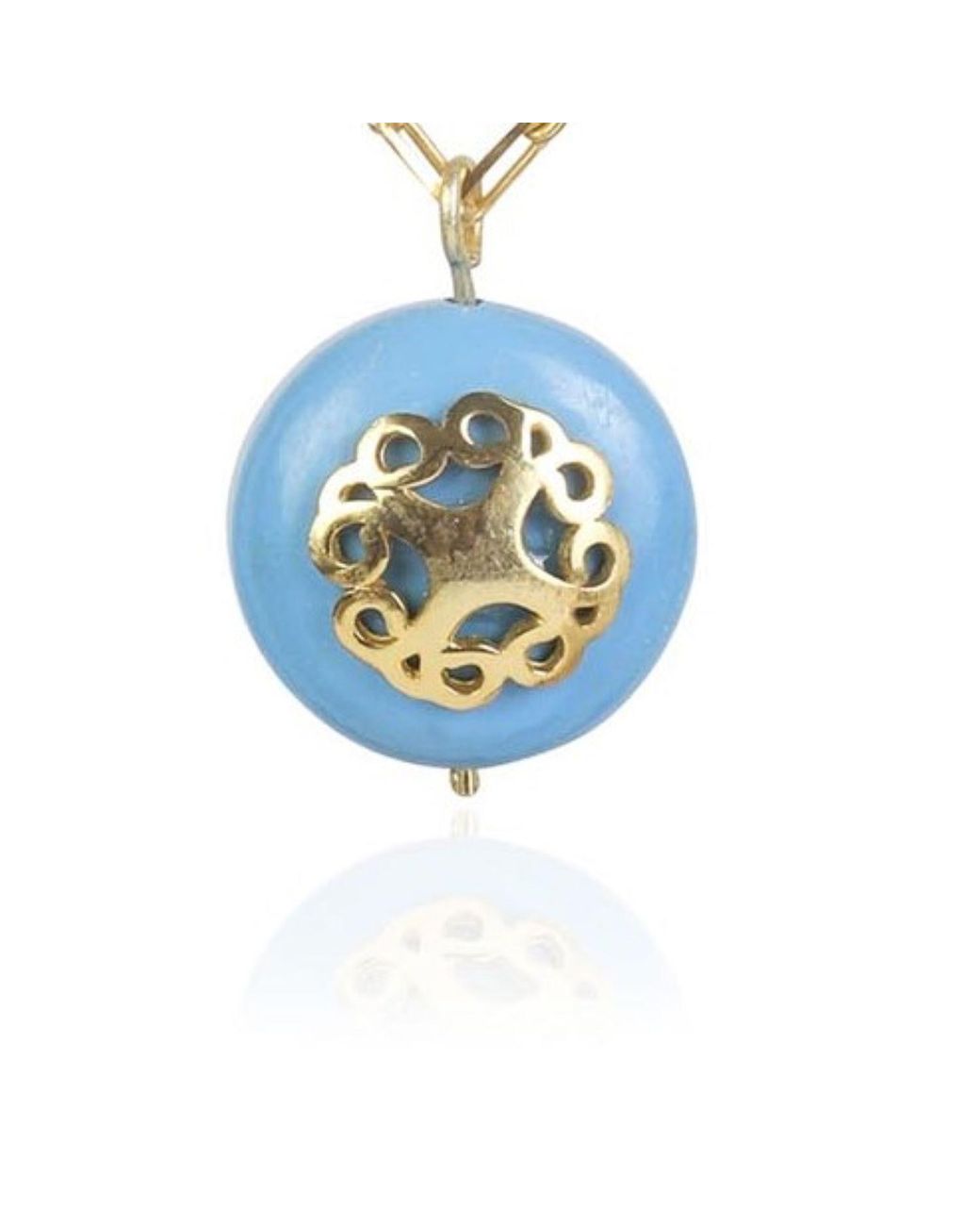 Lila Rasa Metallic Stone Pendant With Filigree