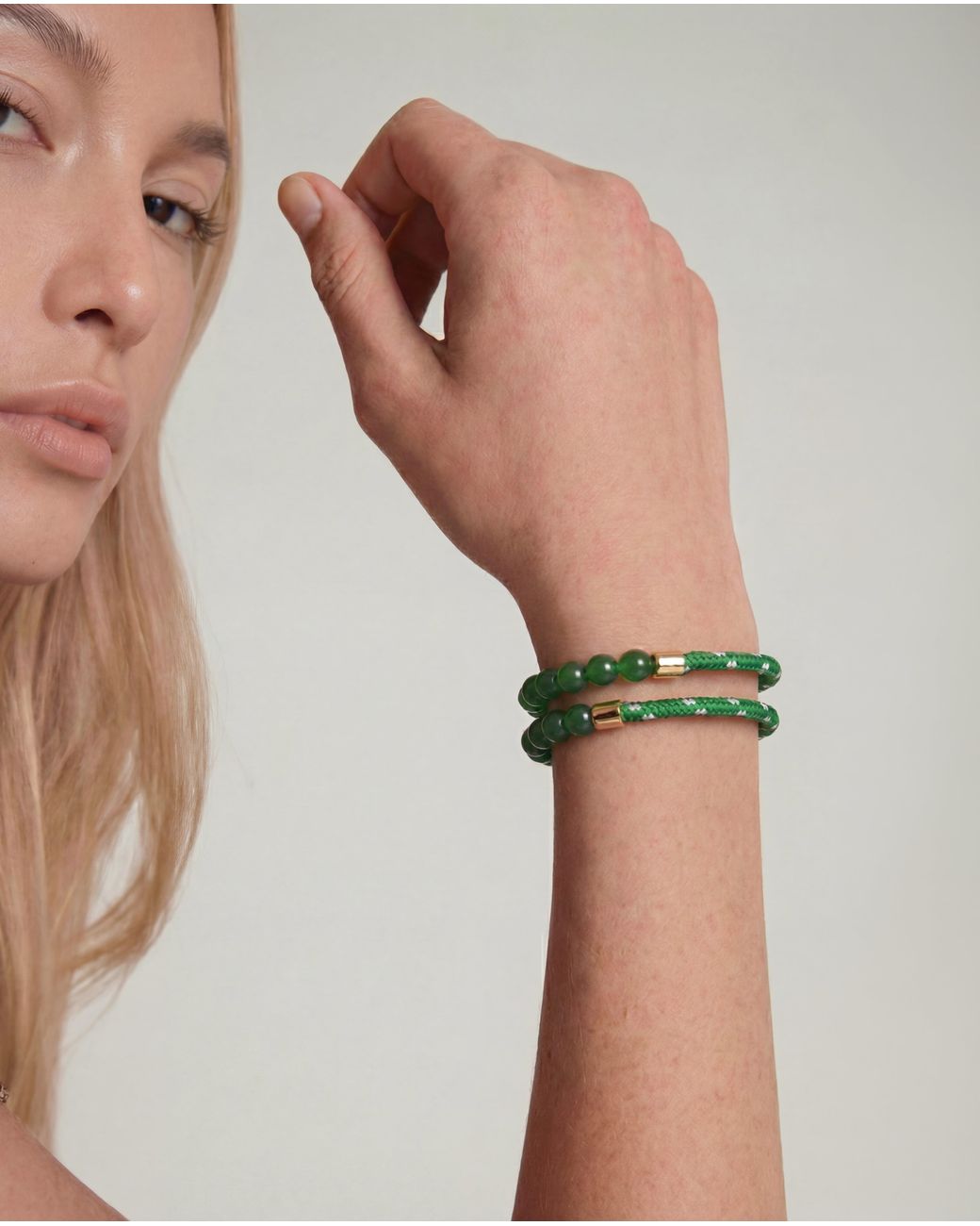 seree Green Paracord Jade Slider Bracelet
