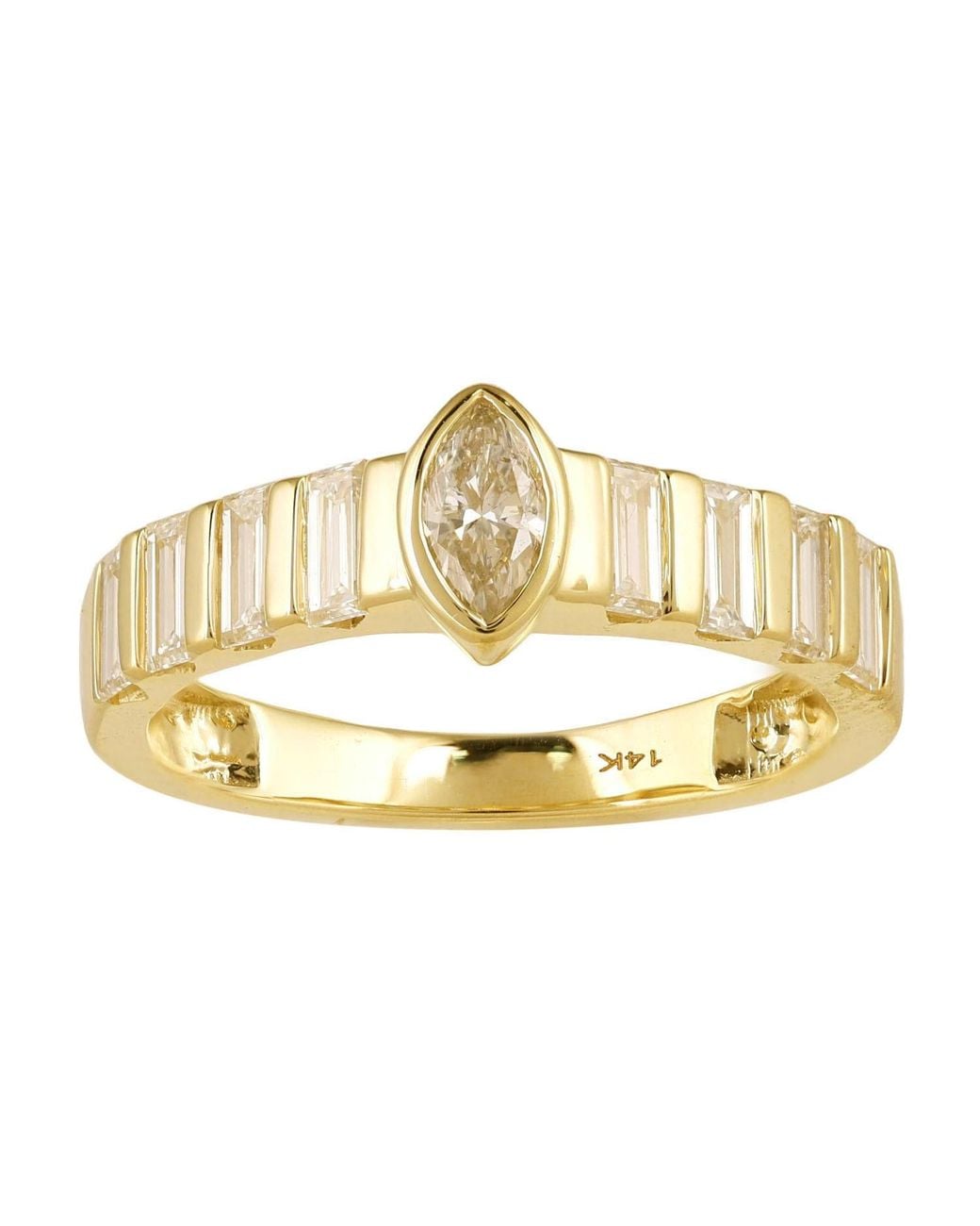 Artisan Metallic 14K Marquise & Baguette Diamond Ring