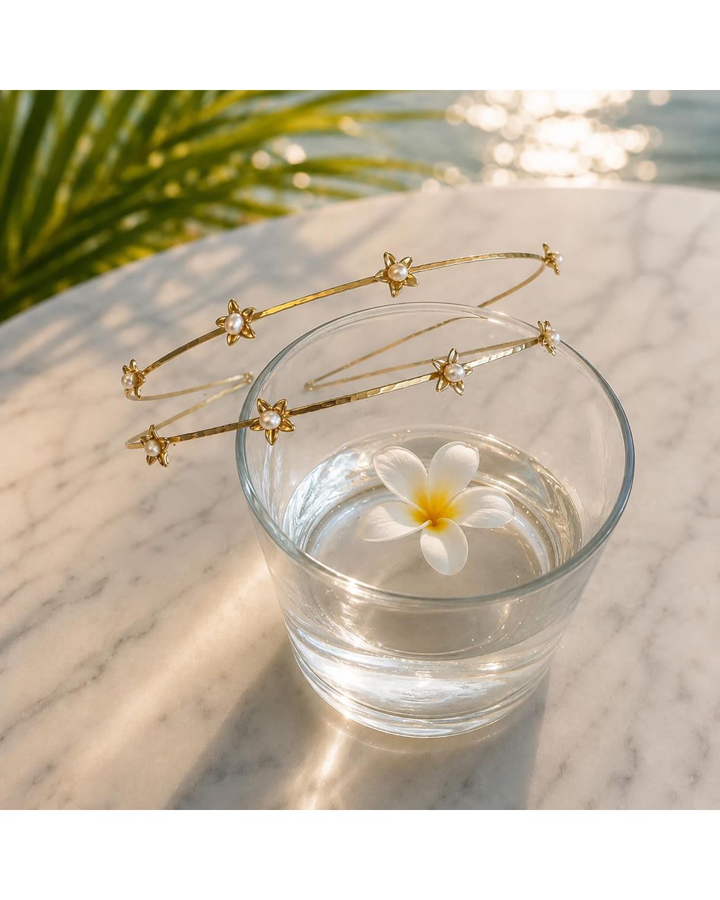 Rare Matters Jewelry Metallic Freshwater Pearl Flower Double Wire Headband