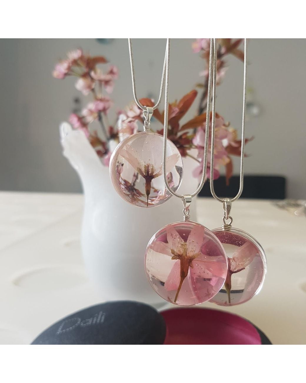 Laura Daili Pink Neutrals Glass Pendant