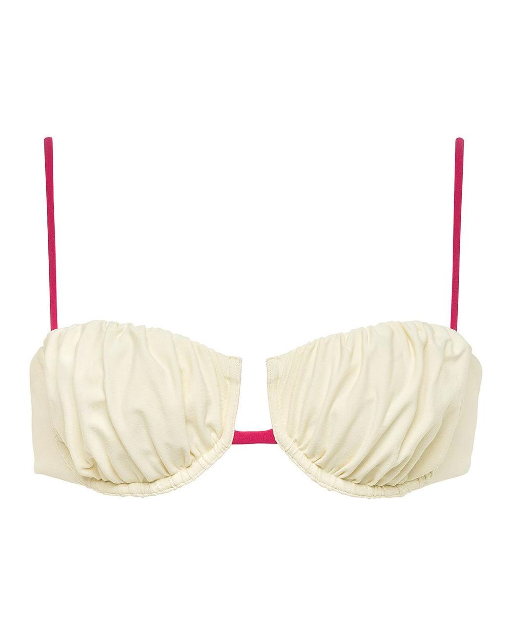 Montce Natural Neutrals Cream Raspberry Binded Petal Bikini Top