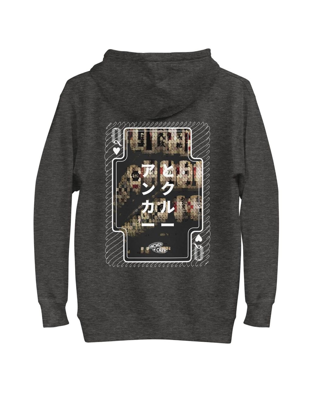 Anchor and Crew Gray Heather One Japan Gurafiku Cotton Blend Hoodie for men