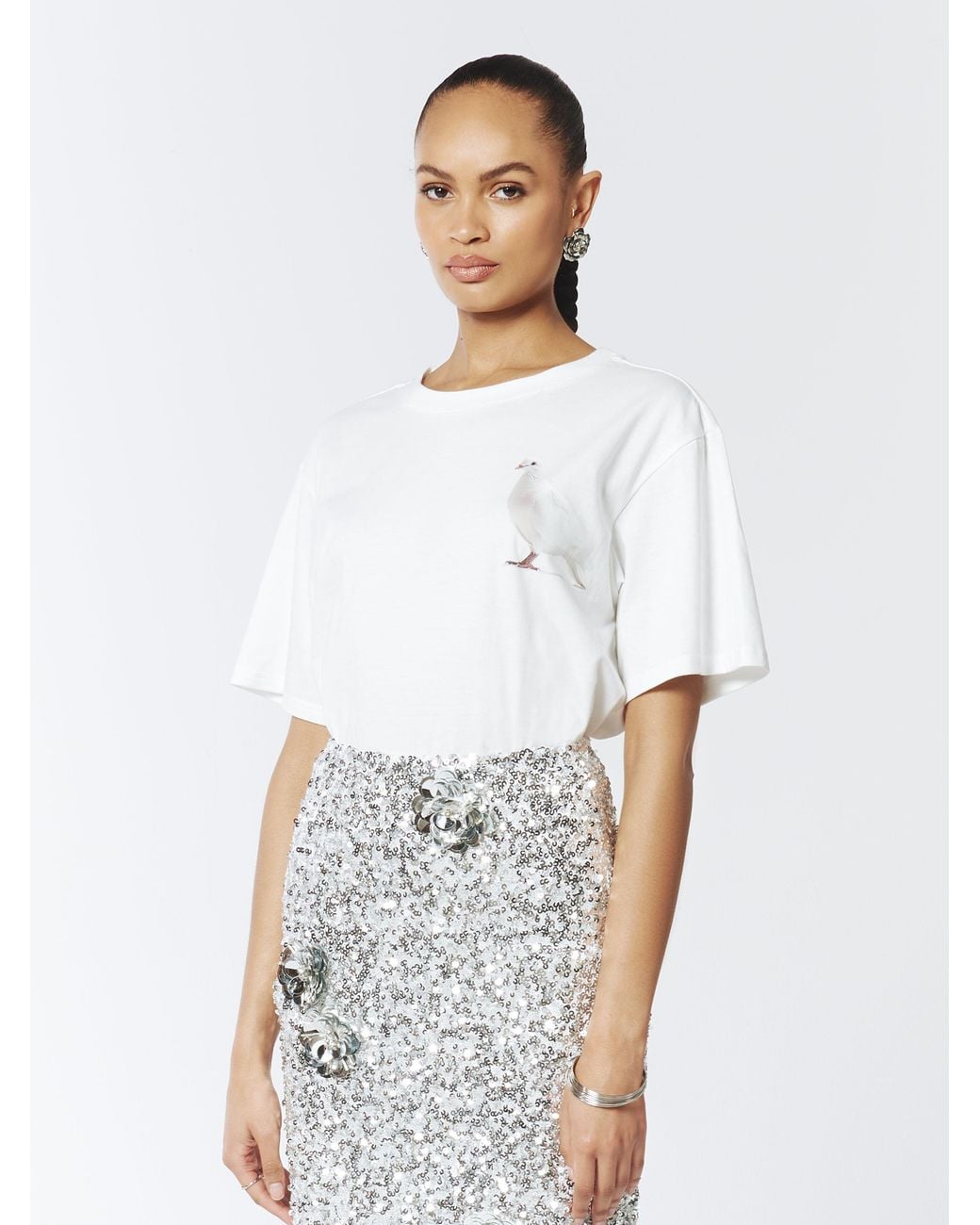 Sour Figs White Standing Dove Print T-Shirt