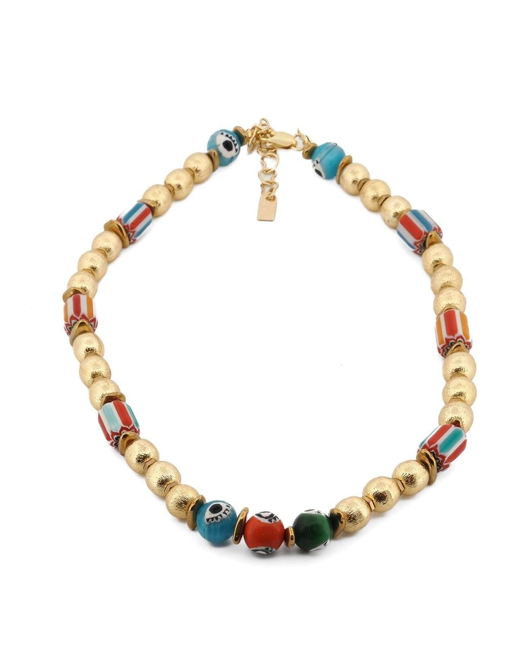 Ebru Jewelry Metallic Colorful Evil Eye Beaded Choker Summer Necklace