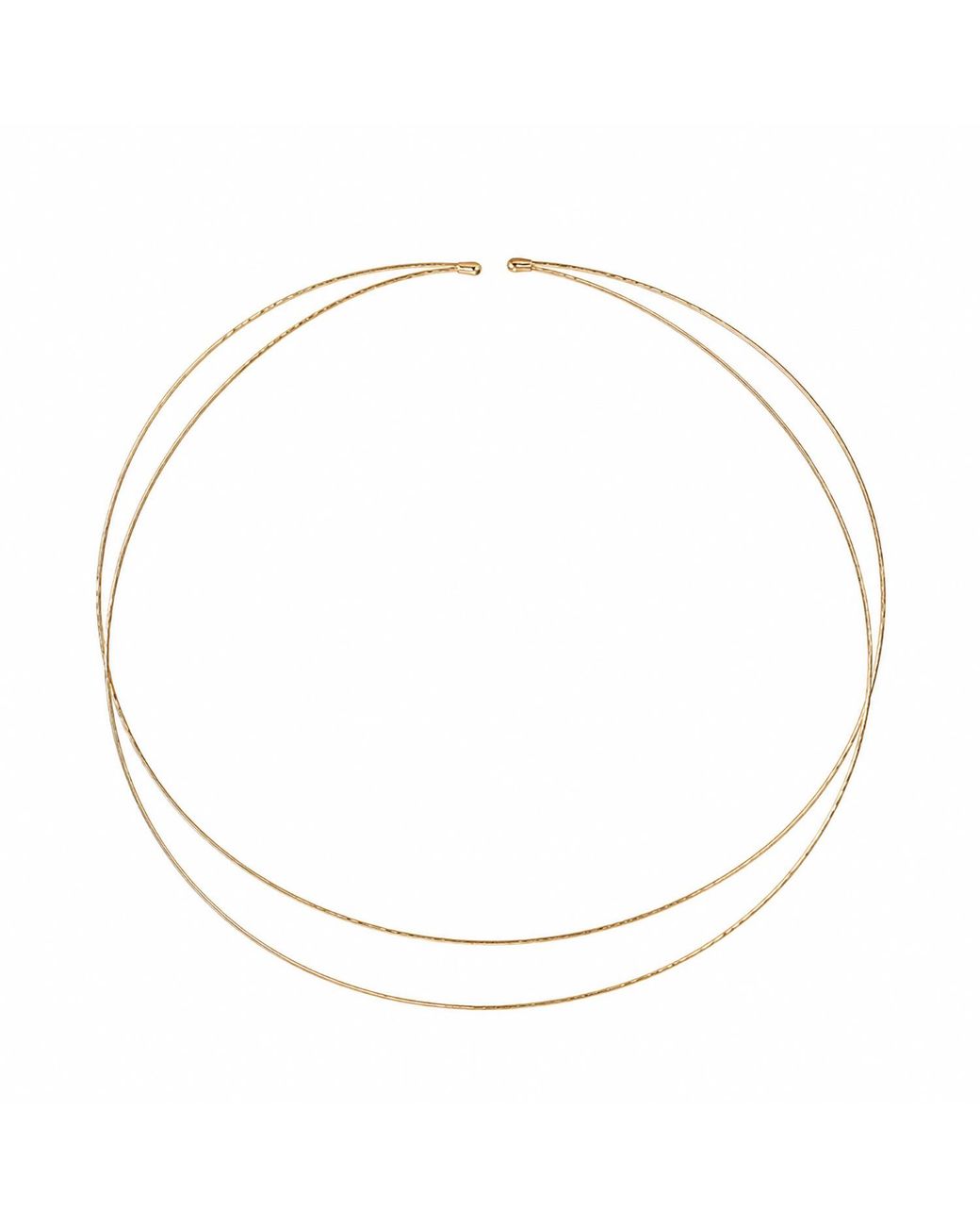 Rare Matters Jewelry Metallic Floating Double Wire Neck Collar Hammered Choker