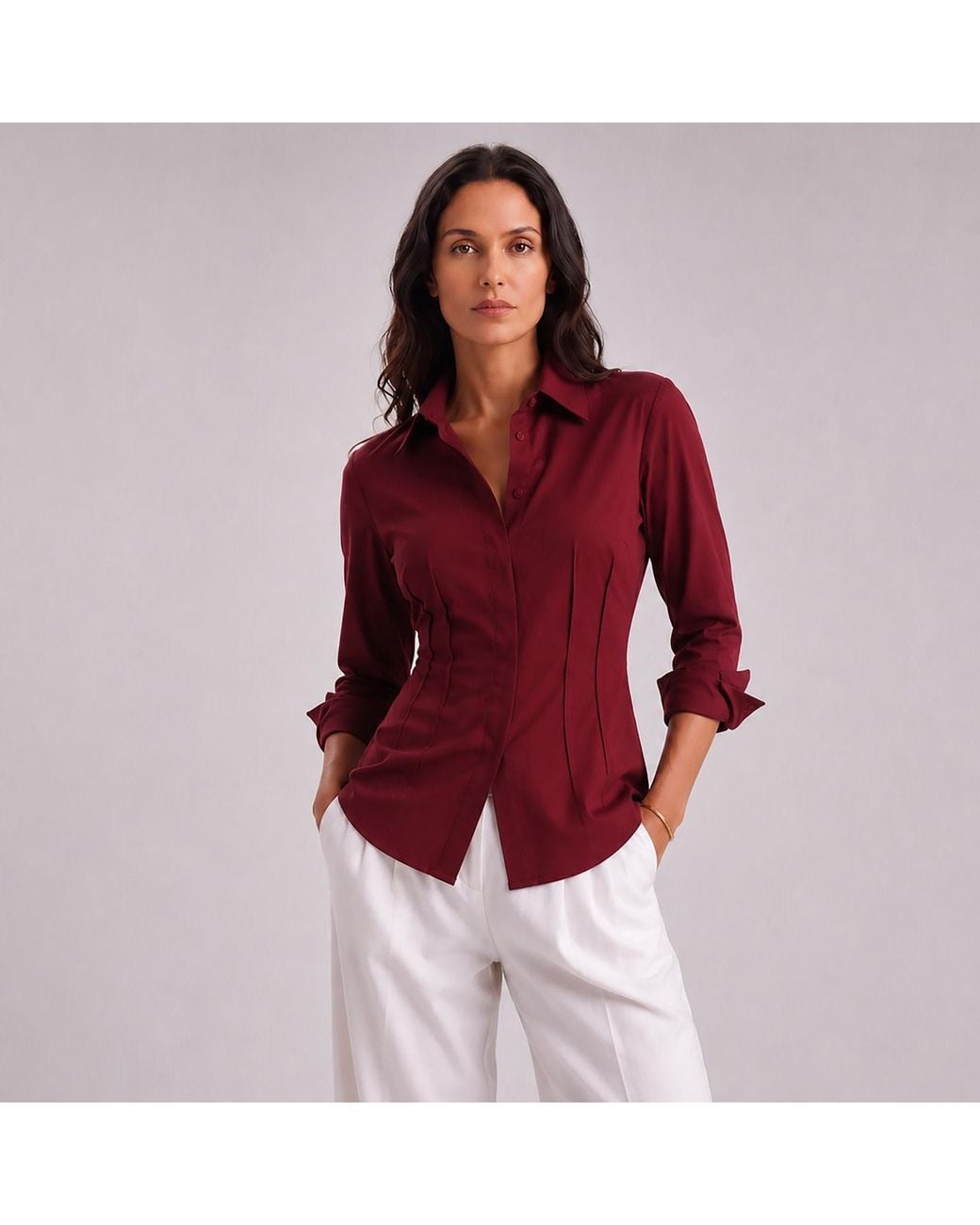 Maan Istanbul Red Concealed Button Up Shirt
