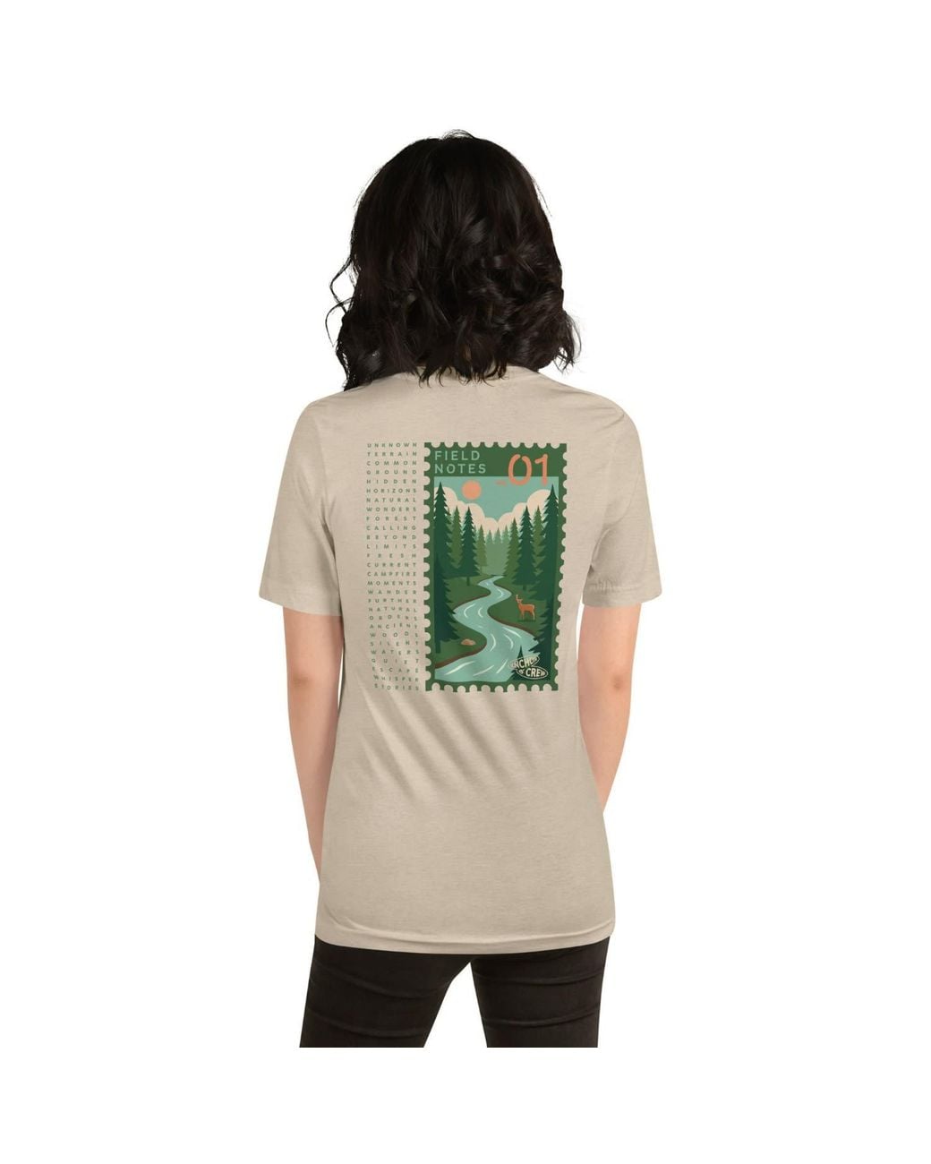 Anchor and Crew Green Neutrals Heather Dust Field Notes Postmark Organic Cotton T-Shirt