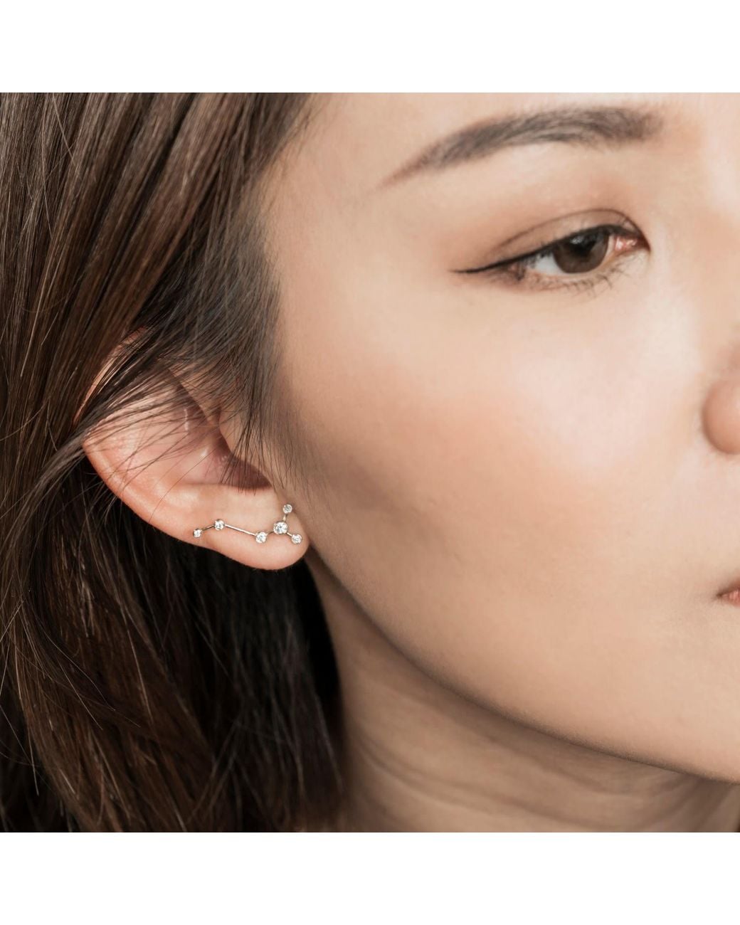 Genevieve Collection Metallic Scorpio Zodiac Constellation Earring 18K & Diamond