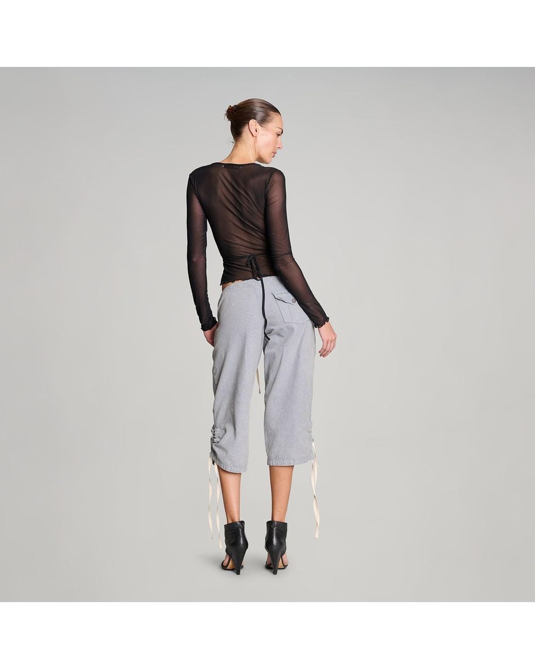 Love and Nostalgia Black Wrap It Up Mesh Top