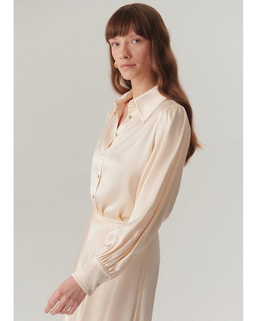 Exquise Natural Neutrals Regular Fit Satin Shirt