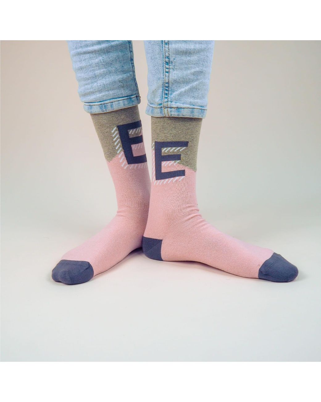 Peper Harow - Made in England Pink Alphabet Socks – E for men