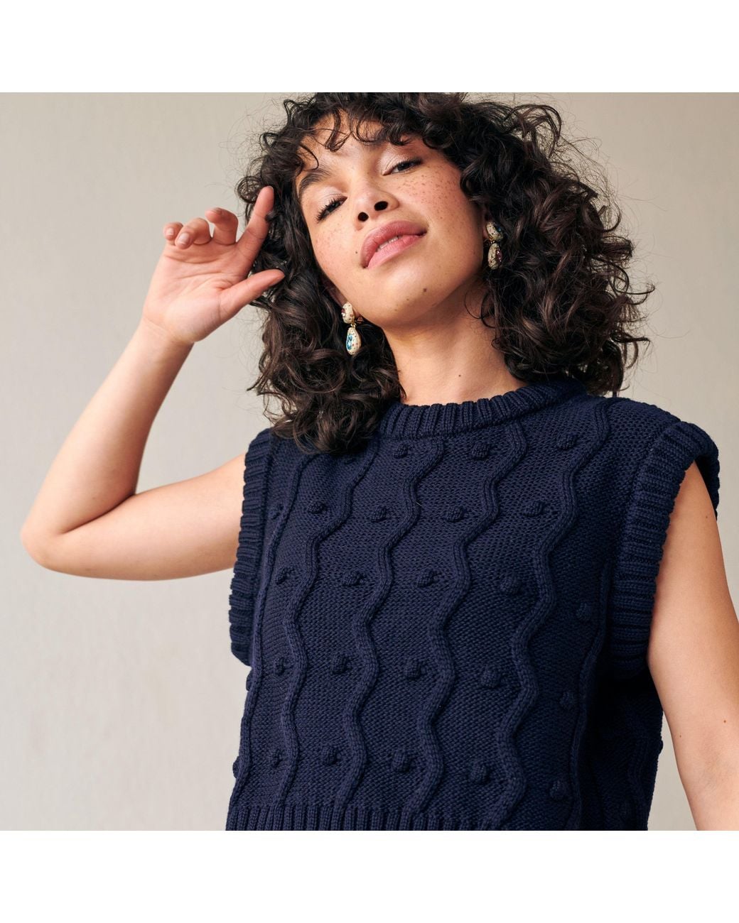 Gigi Knitwear Blue Bubble Vest