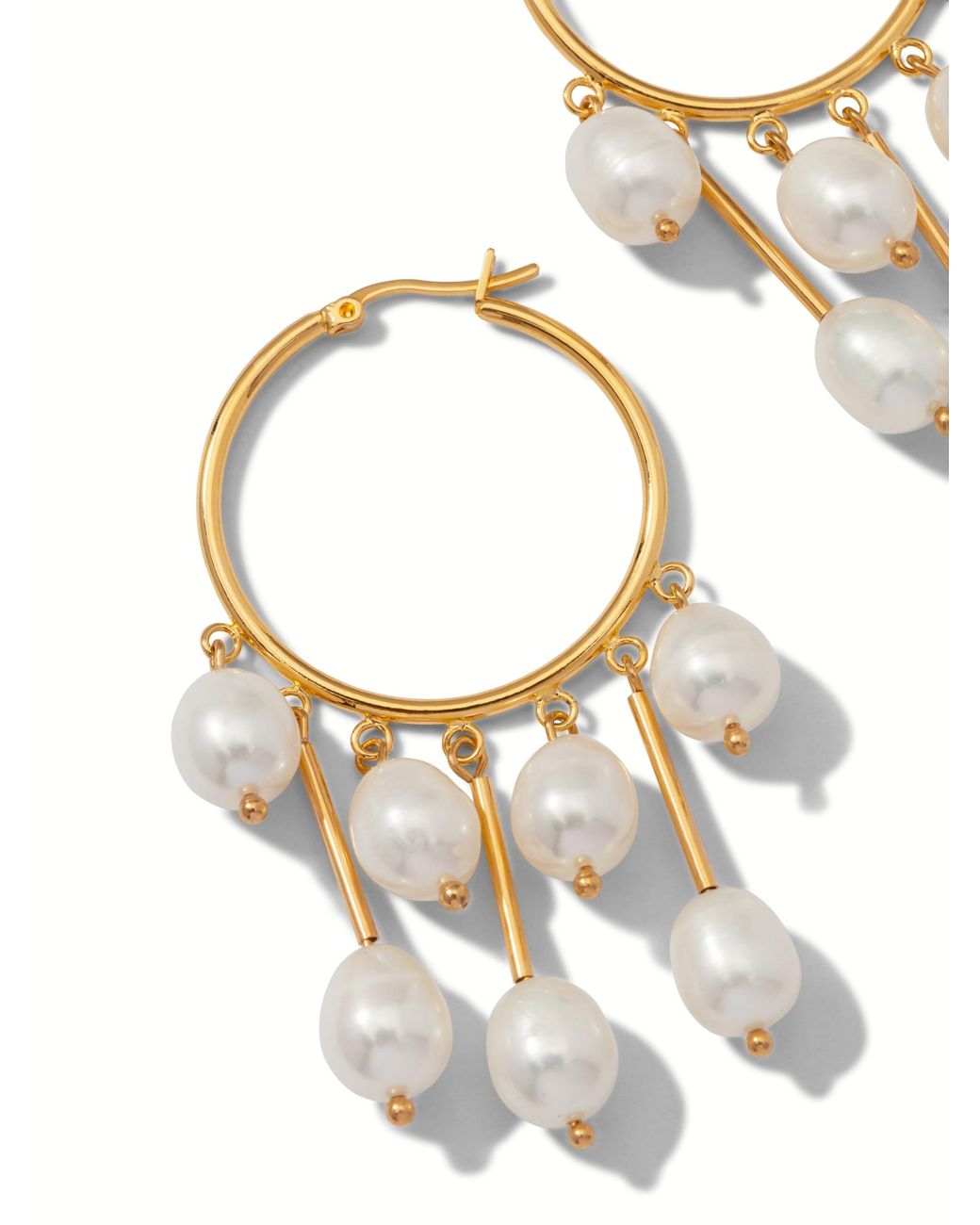 Jaredjamin White Daniela Dangle Hoop Pearl Earrings