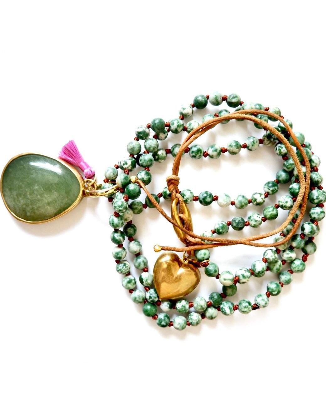 Persia Dona Jewelry Green Gemstone X Heart Love Necklace
