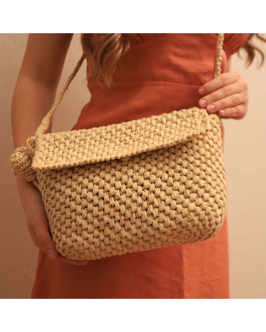 Springmoonatelier Natural Neutrals Raffia Cream Bag Athena
