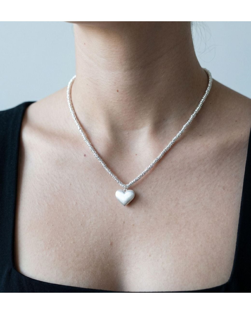 Uchi and Soto Metallic Kokoro Heart Necklace