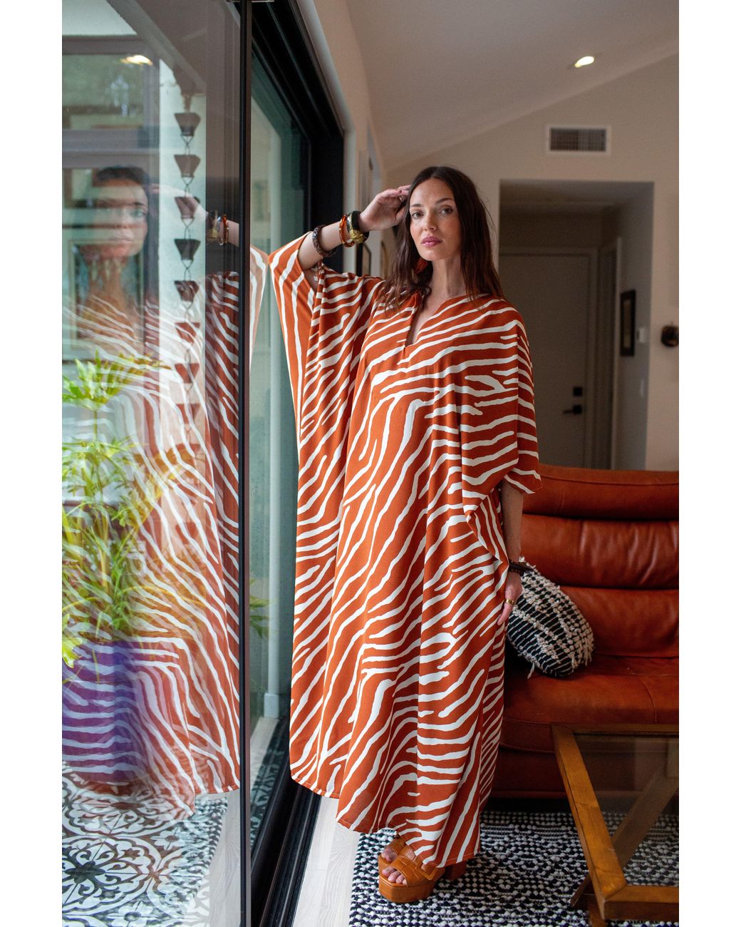 Jennafer Grace Red Talitha Cinched Waist Caftan