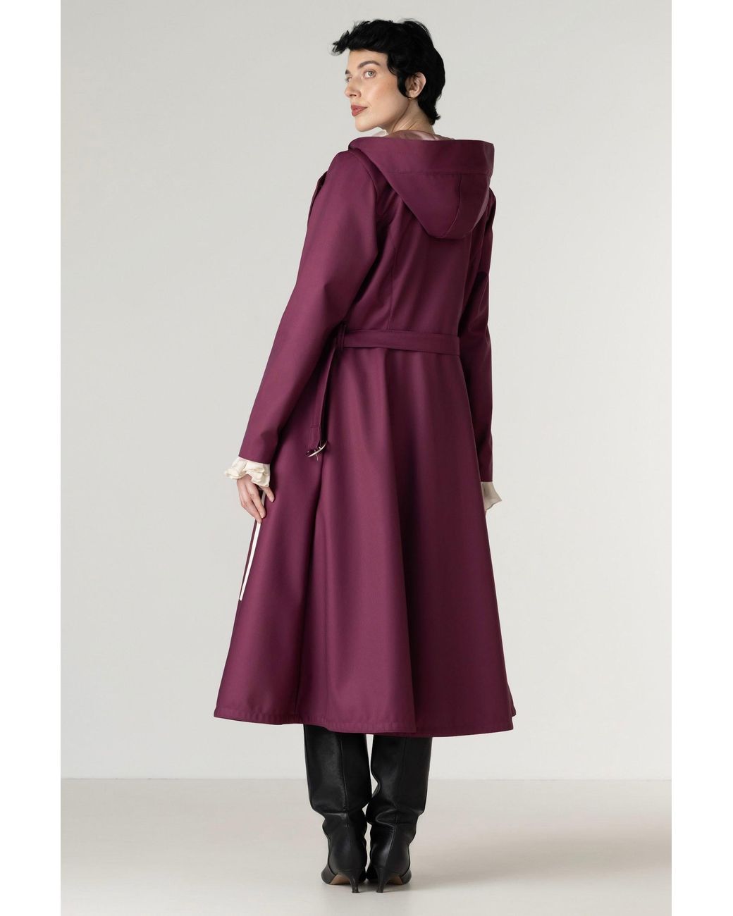 RainSisters Purple Double Breasted Trench Coat