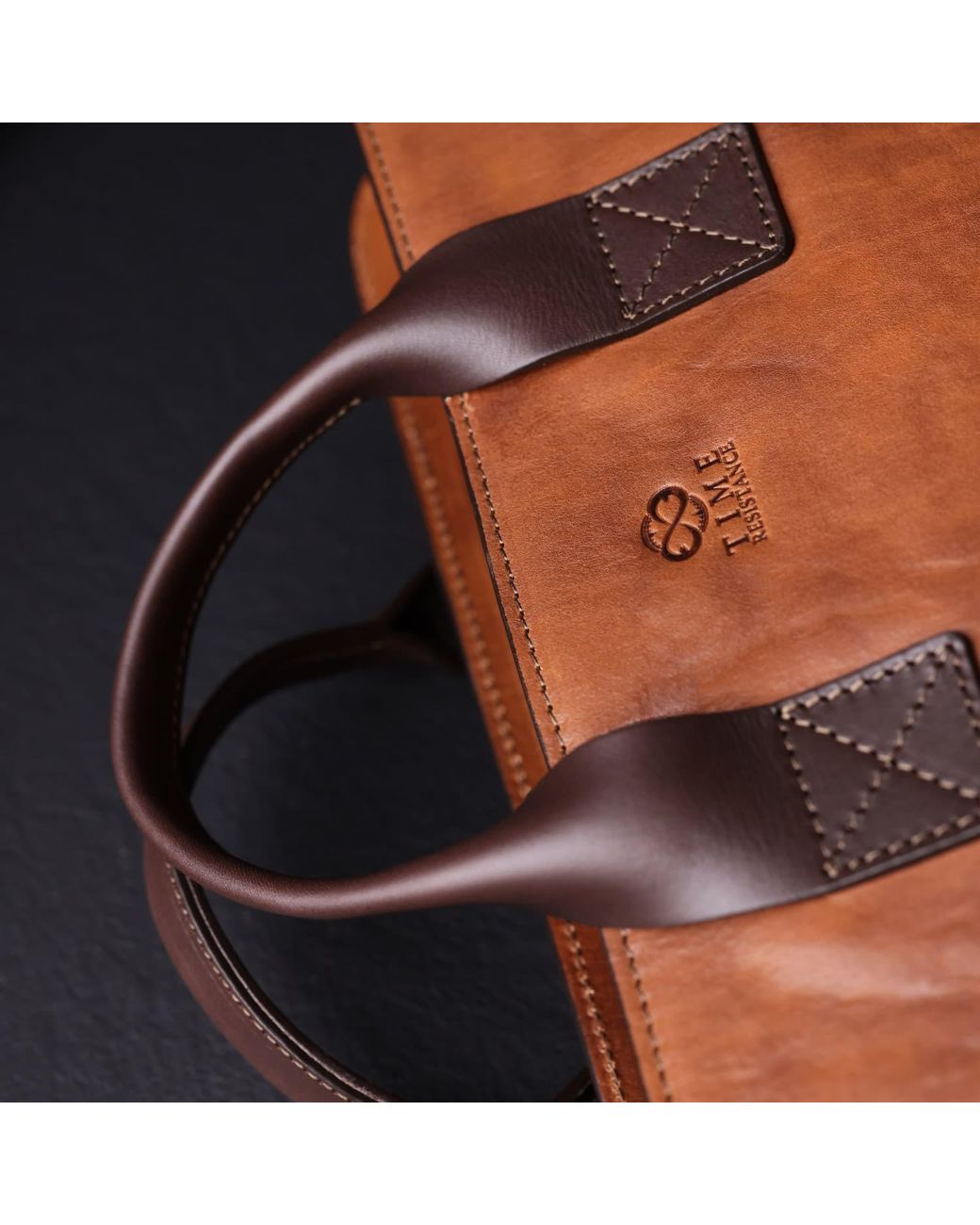 Time Resistance Brown Leather Briefcase Laptop Bag for men