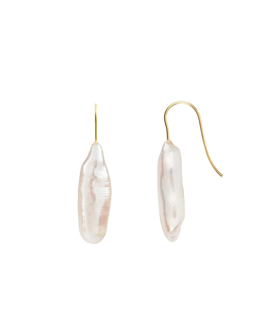 Ora Pearls Metallic Corali Long Barboque Pearl Hook Earrings