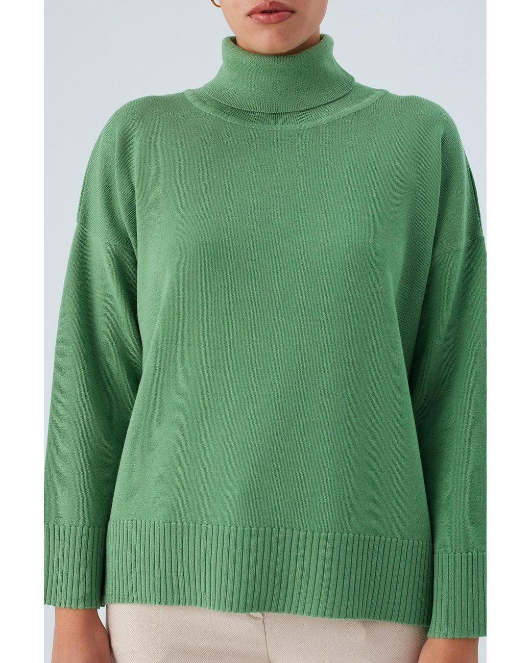 Peraluna Green Wide Roll Neck Knitwear Pullover
