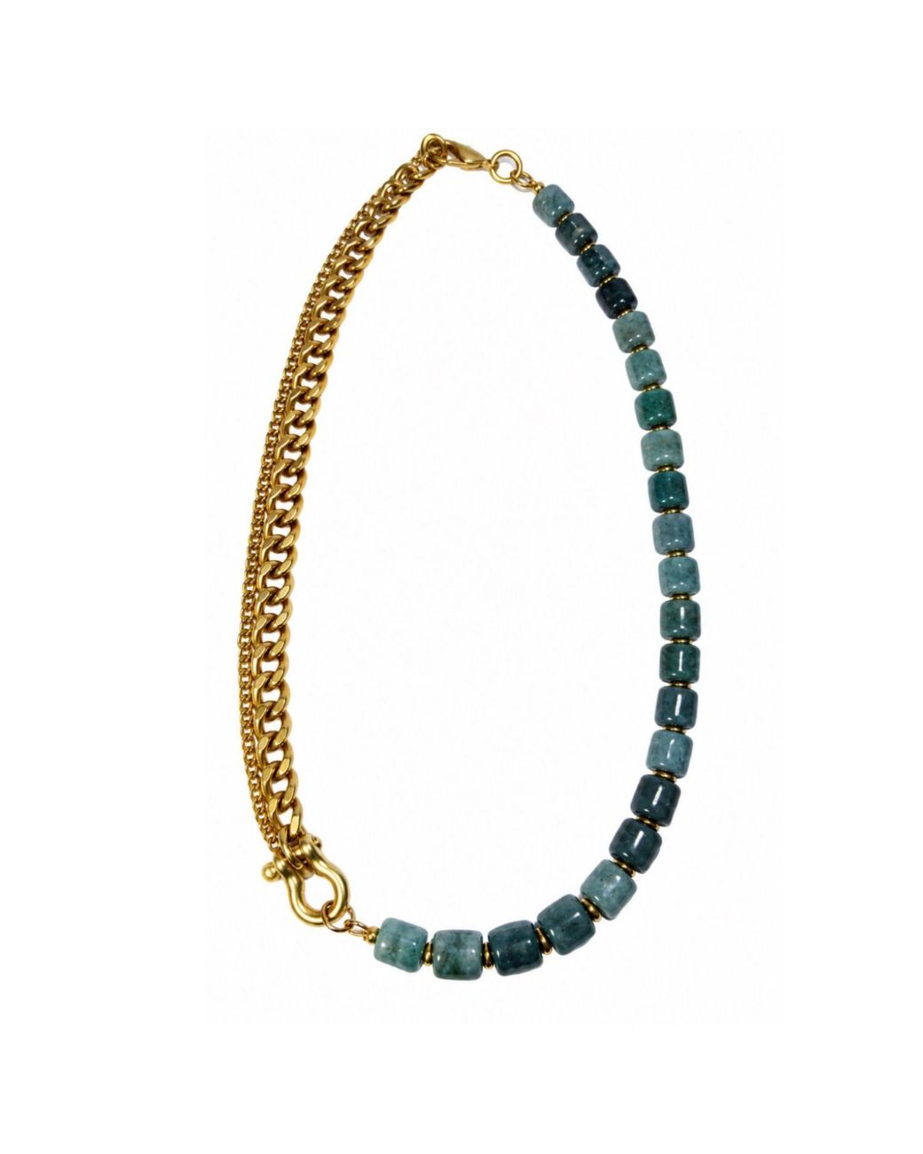 Rachel Nathan Metallic Shackle Duo: Guatemalan Jade Necklace