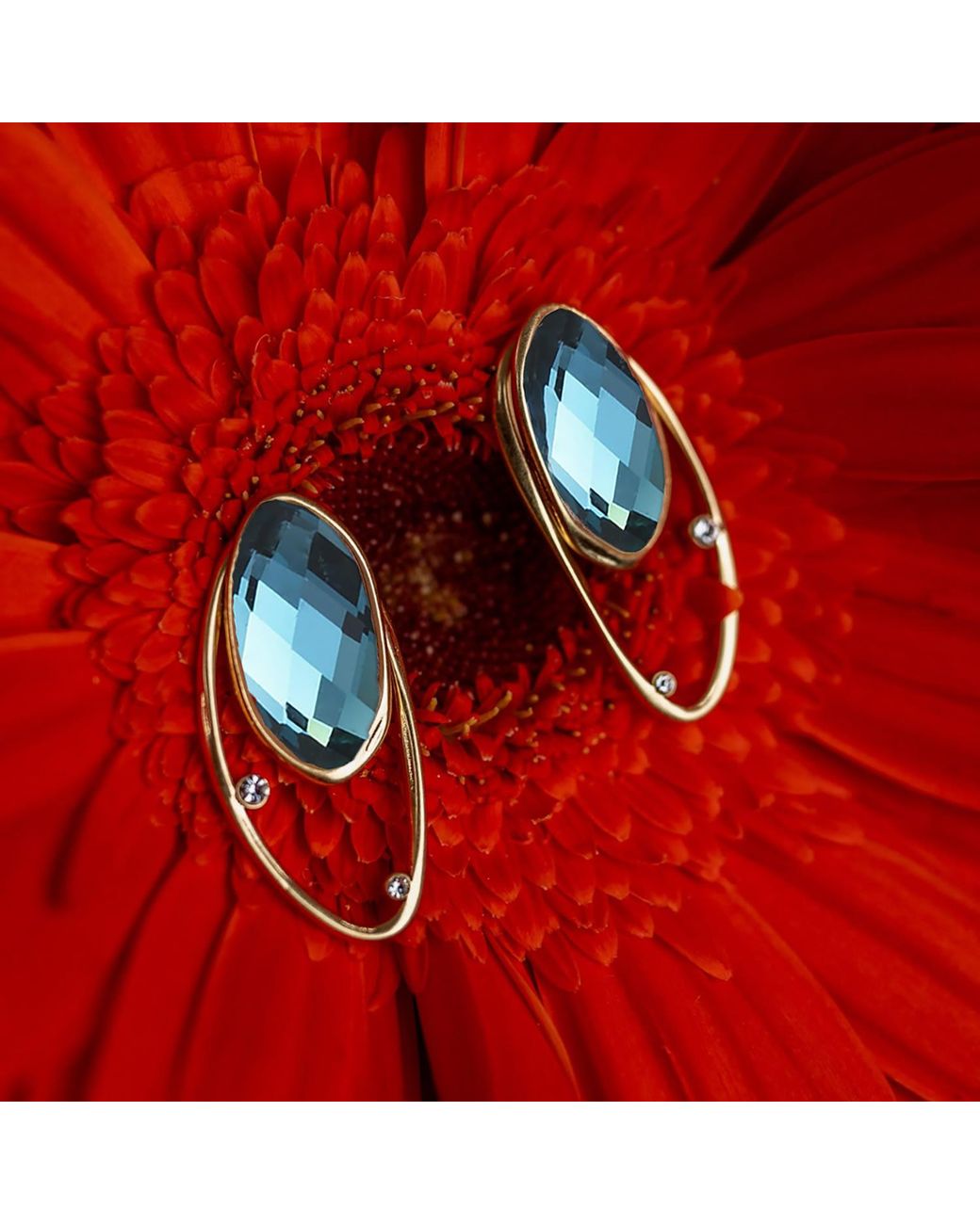Rare Matters Jewelry Blue Double Style Sparkles Glass Earrings