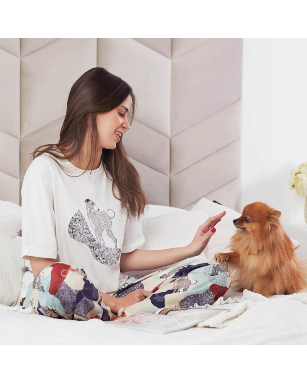 Oh!Zuza White Short Sleeve Loose Fit T-Shirt Whippet