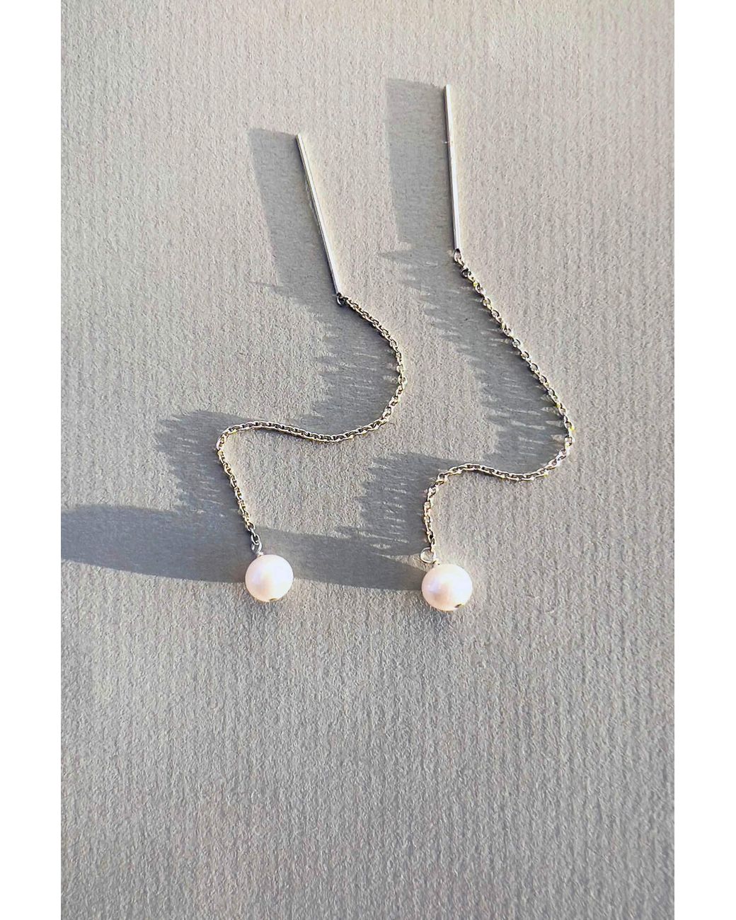 Astor & Orion White Paloma Minimalist Pearl Threaders Sterling