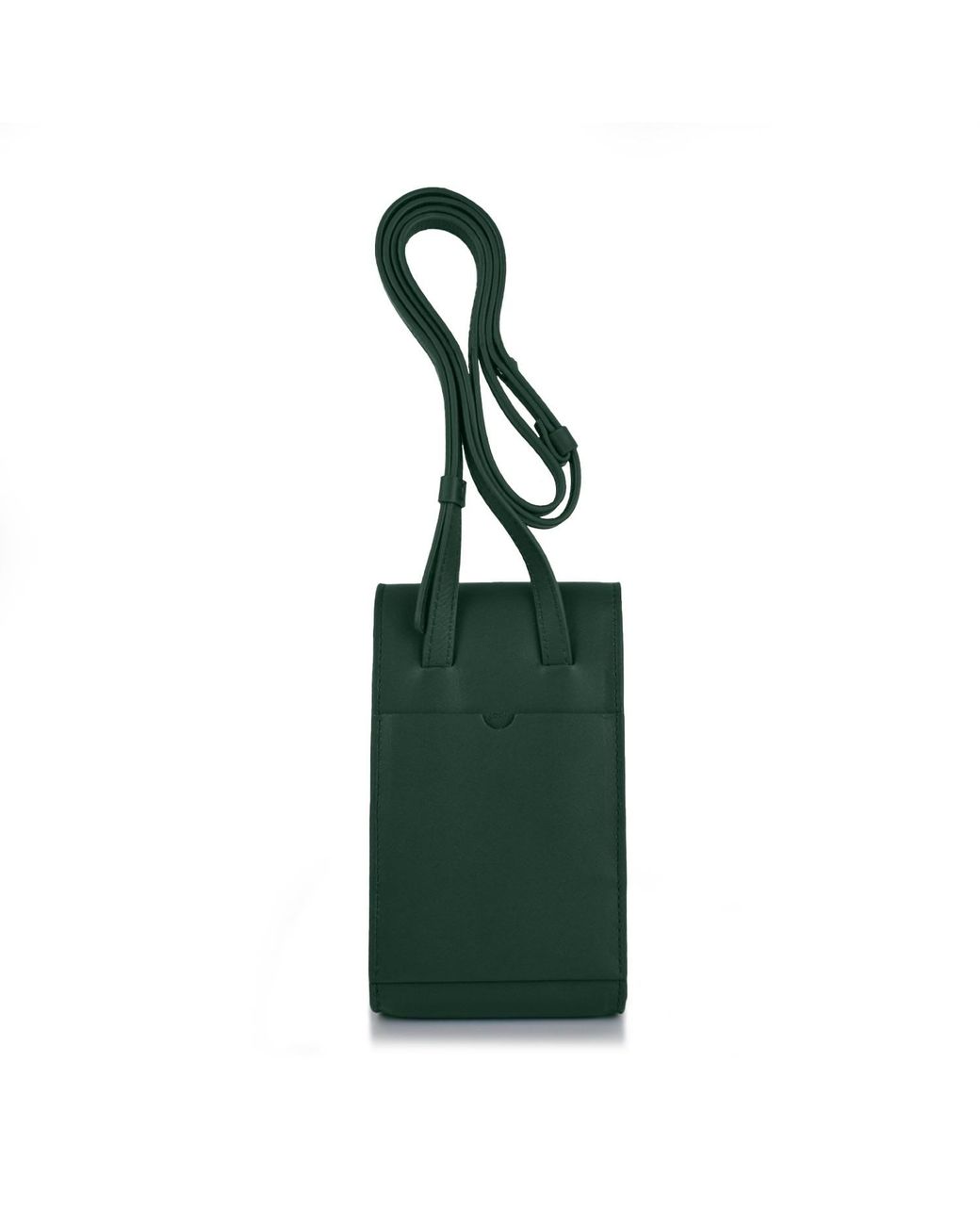 godi. Green Handmade Adjustable Leather Phone Bag With Pocket