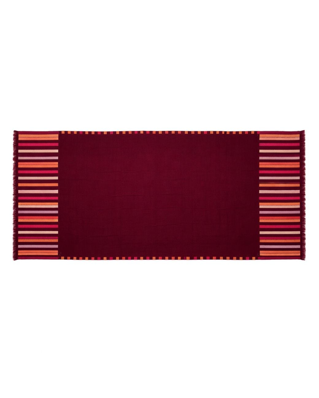 Pink Maharani Red Cashmere Burgundy Stole With Fringed Edges