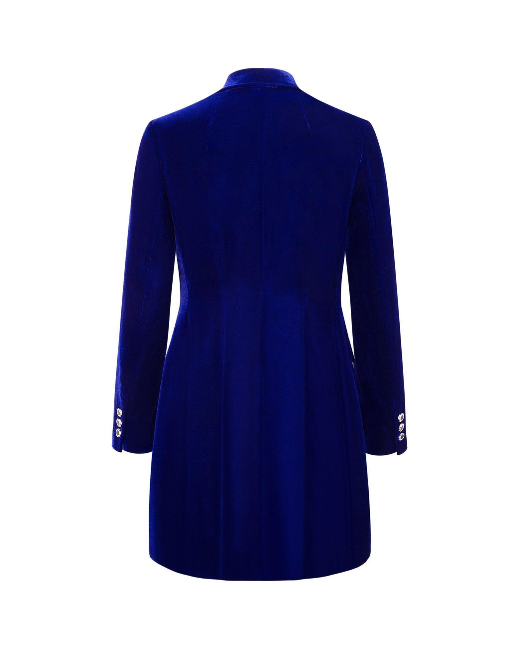 Femponiq Blue Silky Velvet Tailored Blazer Dress