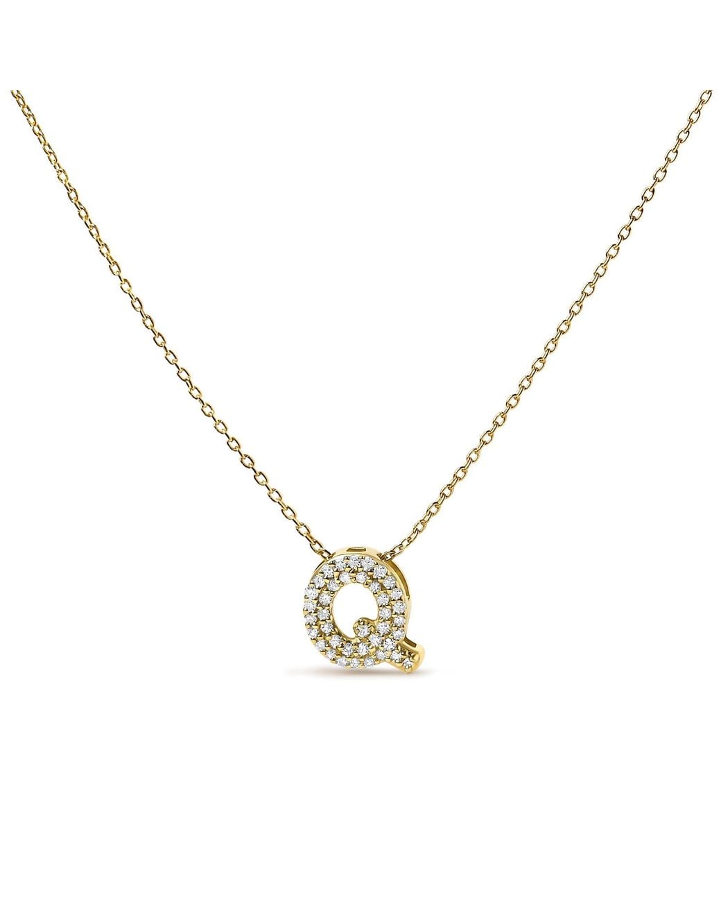 Haus of Brilliance Metallic 10K Diamond Accent "A-Z" Initial Bubble Pendant Necklace