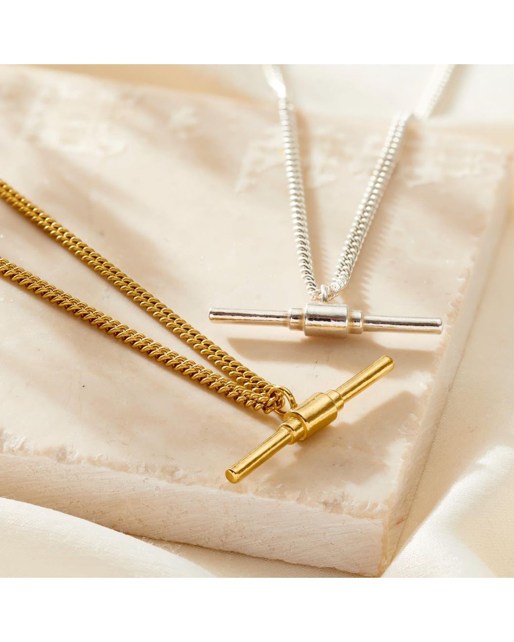 Posh Totty Designs Metallic Gold Plate T Bar Necklace With Curb Chain