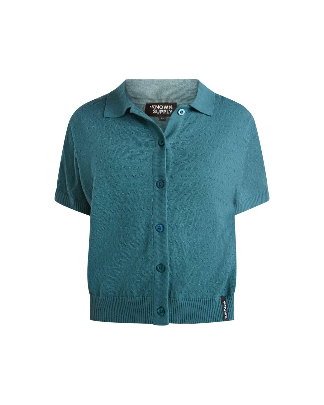Known Supply Blue Button Up Collared Sweater