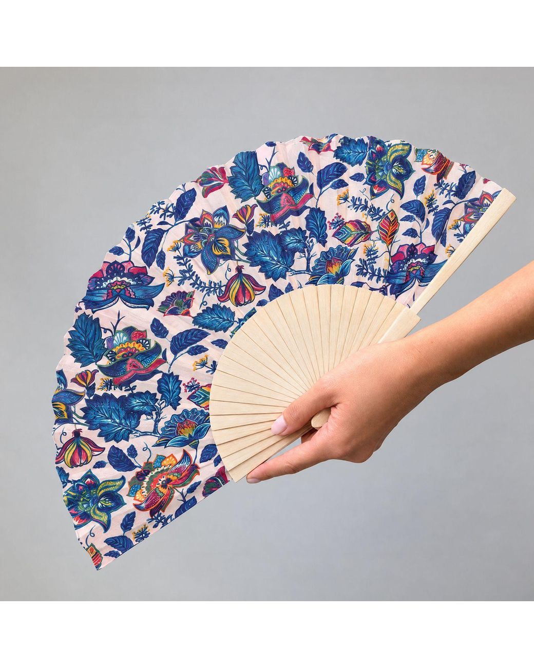 Janara Jones Red Miracle Garden Print Wooden Hand Fan