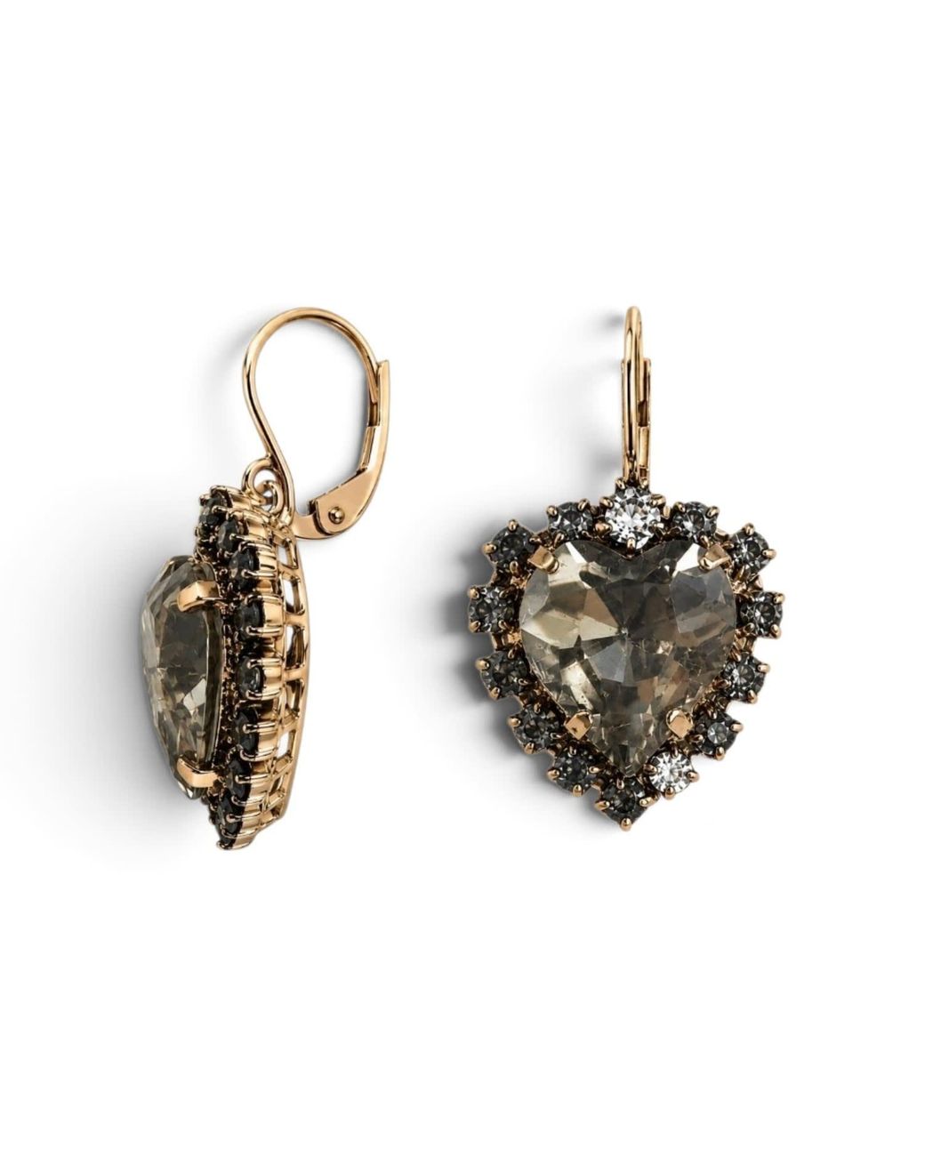 Vstyle Brown Amore Swarovski Smokey Heart Earrings