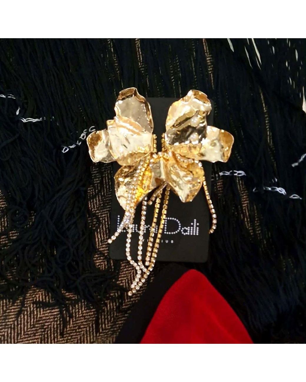Laura Daili Metallic Golden Floral Statement Earrings