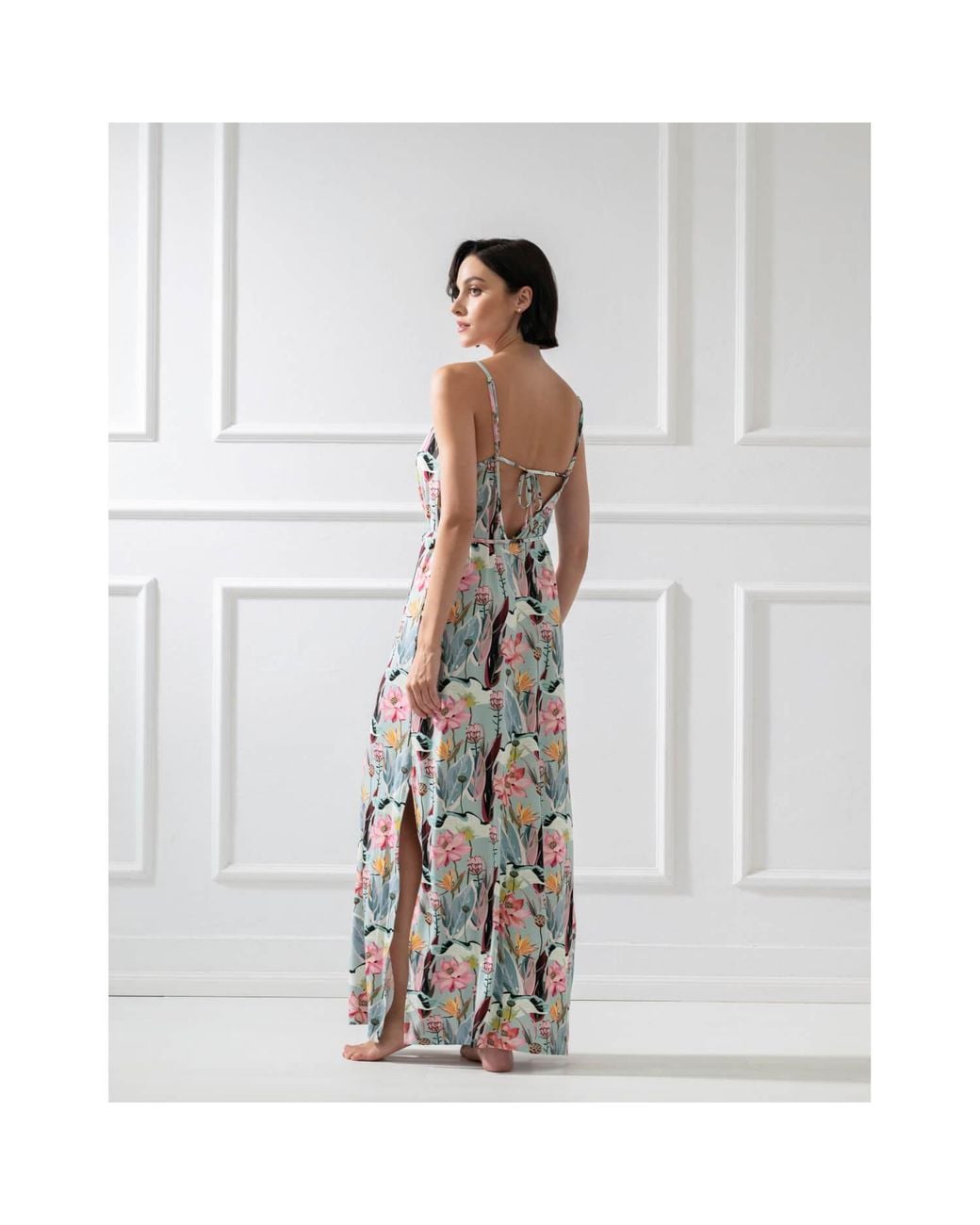 Oh!Zuza Metallic Floral Open Back Maxi Dress