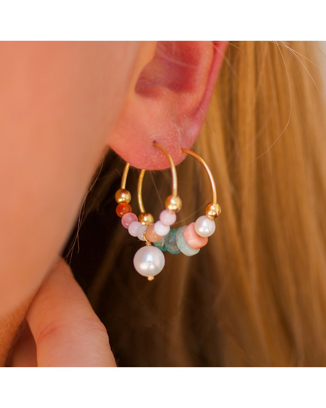 With Love Darling Metallic Love Hoop Pearl Earring