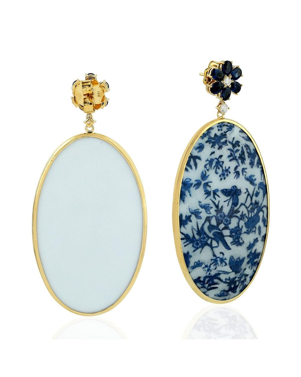 Artisan Blue 18K Sapphire, Diamond And Bakelite Drop Earrings