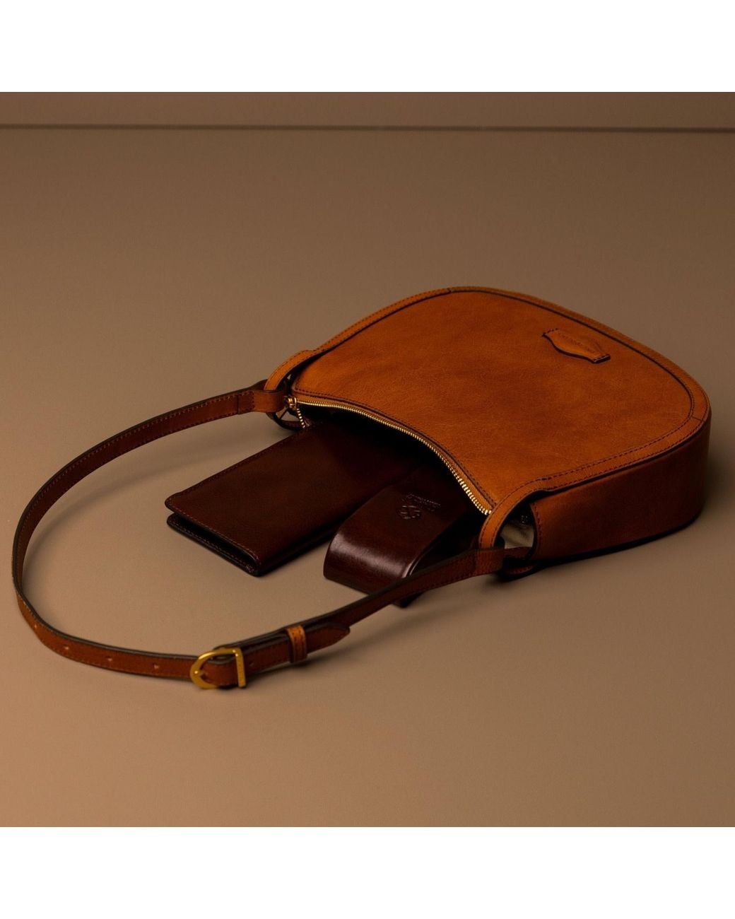 Time Resistance Brown Leather Hobo Bag For