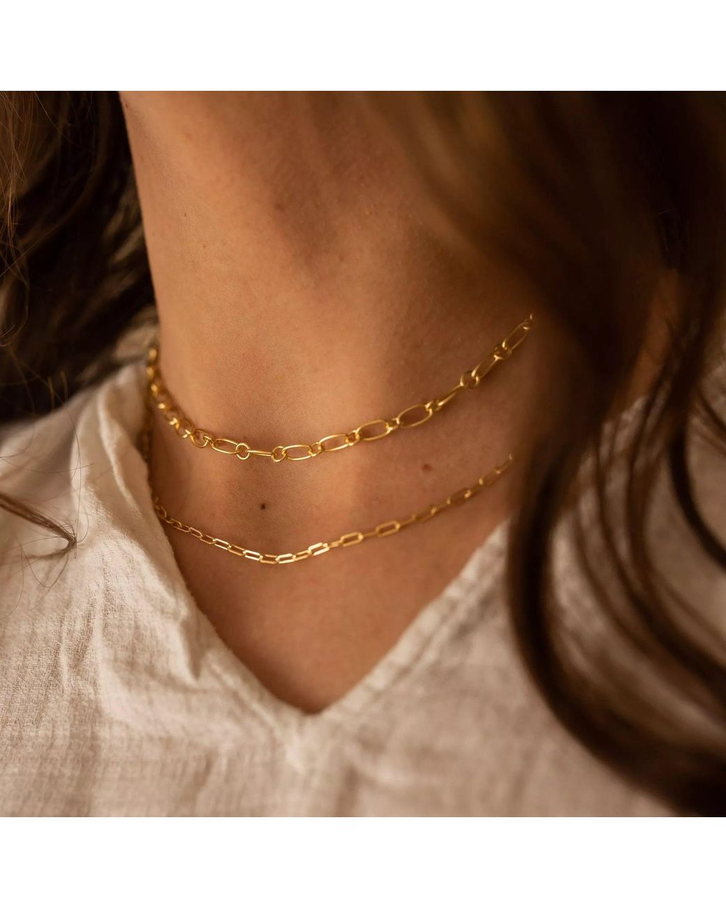 Elk & Bloom Metallic Thin Paperclip Chain Necklace
