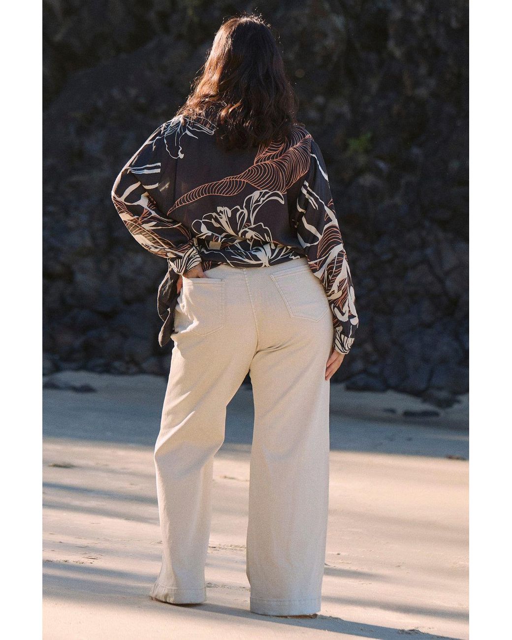 Adrift Clothing Natural Neutrals Adrift Denim Wide Leg Jean