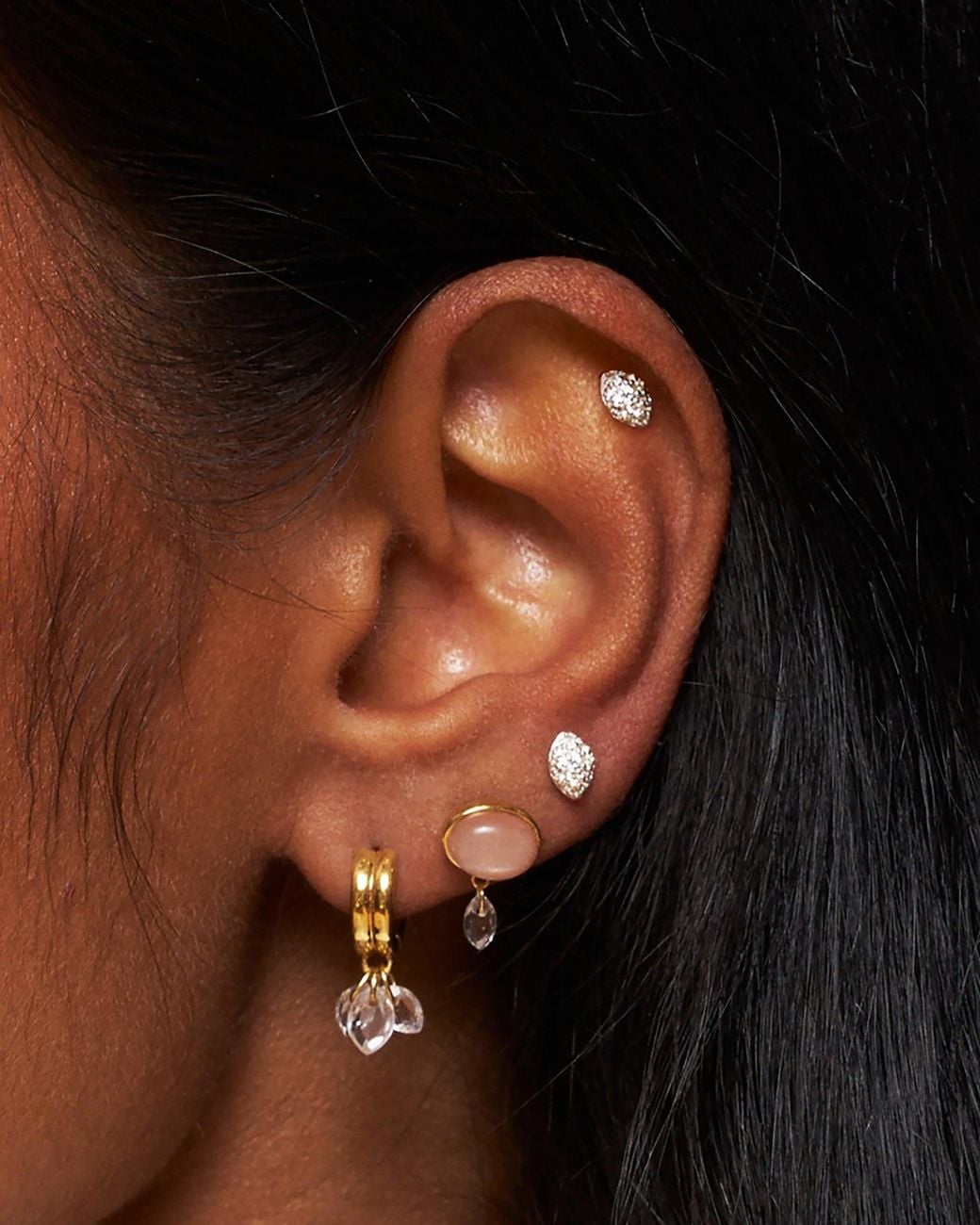 Stone Fruit White Pit Earrings